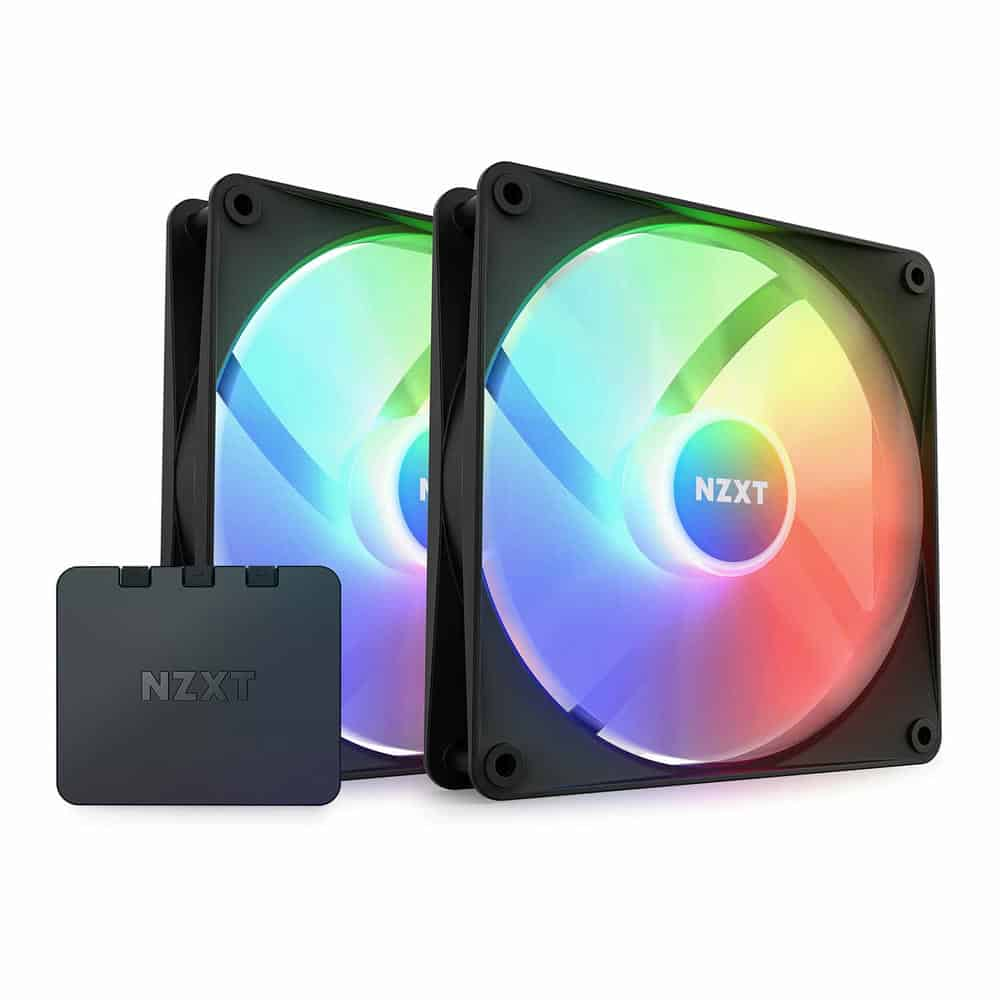 NZXT F140 RGB Core 140mm PWM Fan 2 Pack with Controller Black